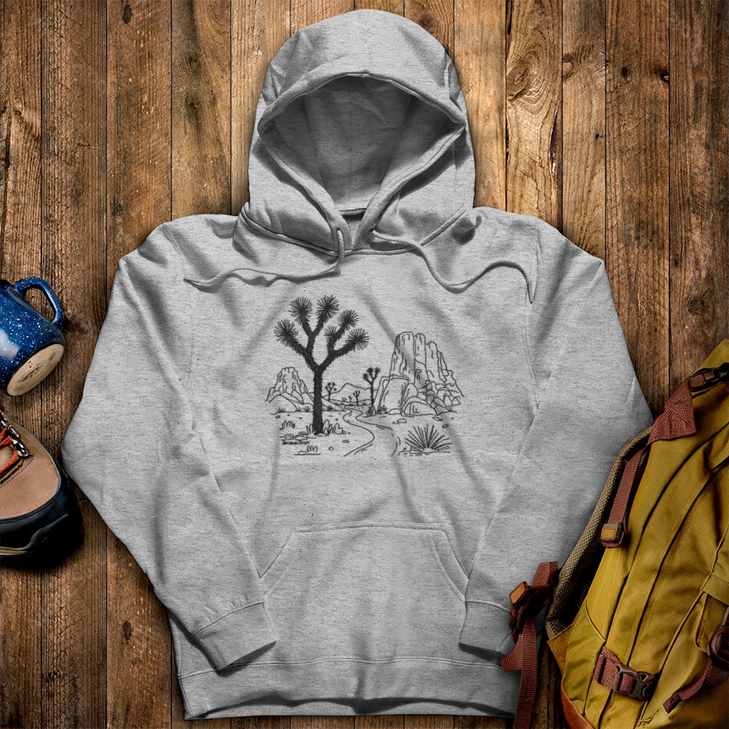 Joshua Tree Line Drawing Hoodie Adventure and Outdoors Themed Hoodie