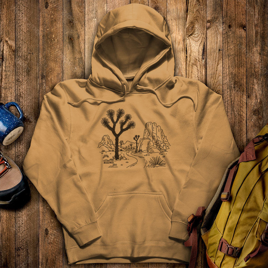 Joshua Tree Line Drawing Hoodie Adventure and Outdoors Themed Hoodie