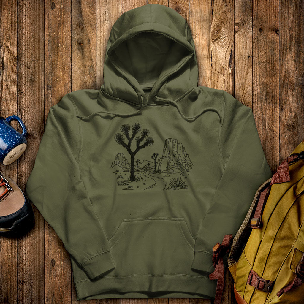 Joshua Tree Line Drawing Hoodie Adventure and Outdoors Themed Hoodie