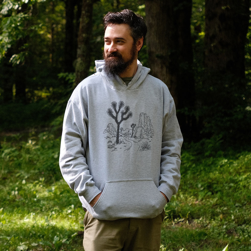 Joshua Tree Line Drawing Hoodie Adventure and Outdoors Themed Hoodie