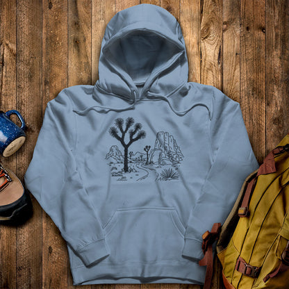 Joshua Tree Line Drawing Hoodie Adventure and Outdoors Themed Hoodie