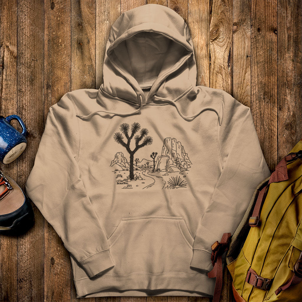 Joshua Tree Line Drawing Hoodie Adventure and Outdoors Themed Hoodie
