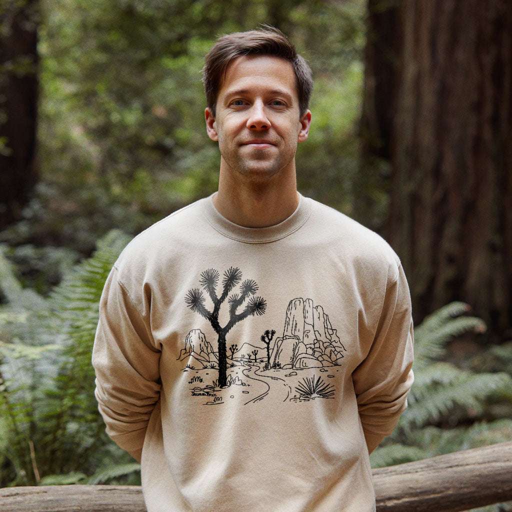 Joshua Tree Line Drawing Crewneck Sweatshirt Adventure and Outdoors Themed Sweatshirt