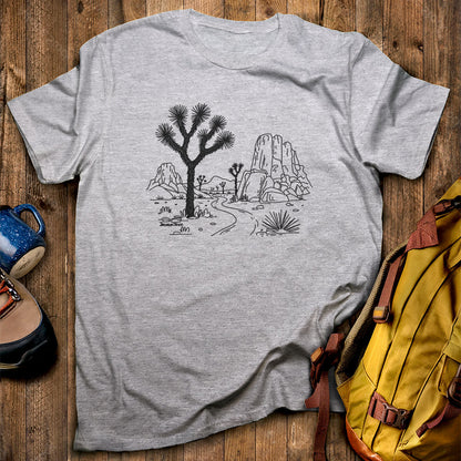 Joshua Tree Line Drawing T-Shirt Sport Grey Adventure and Outdoors Themed T-Shirt