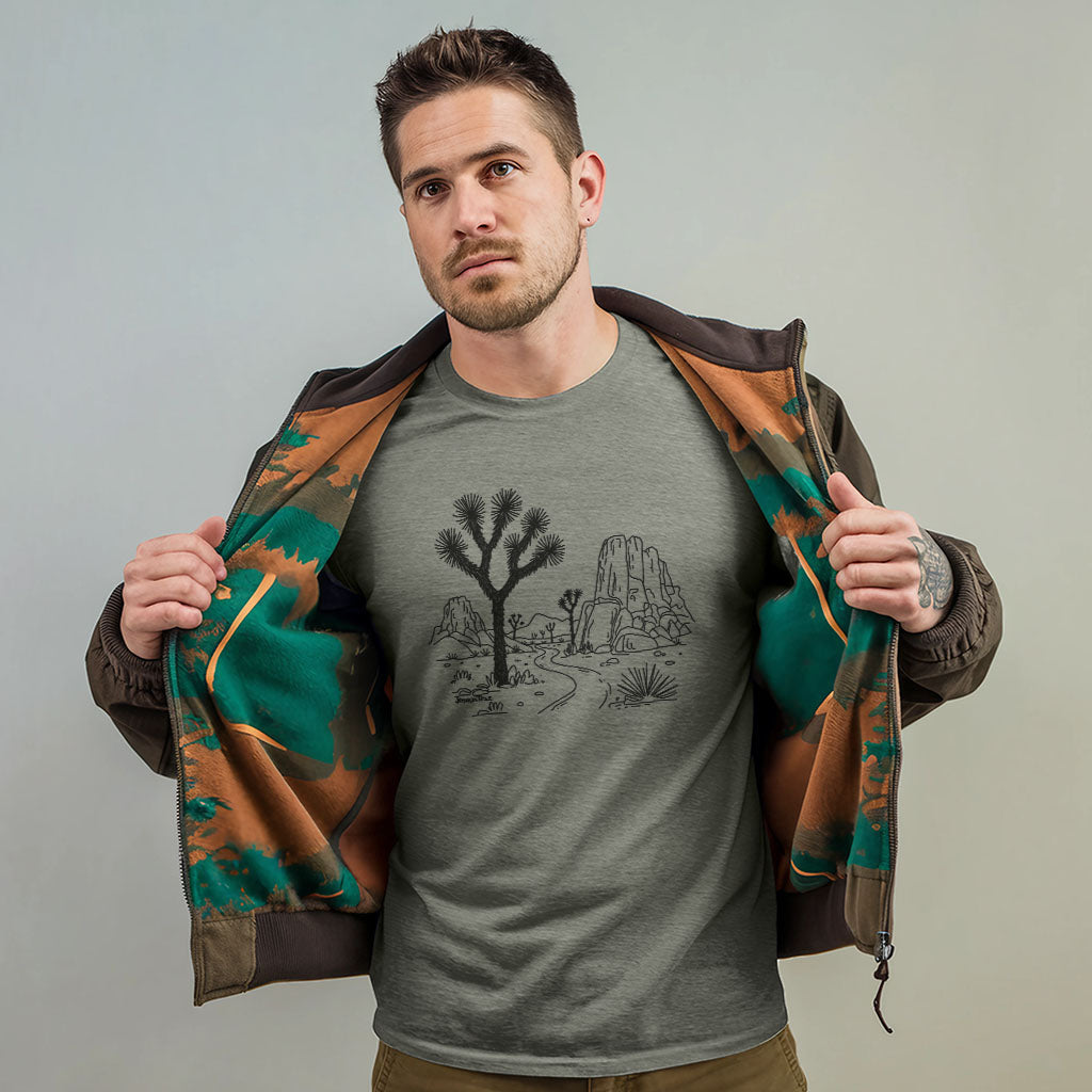 Joshua Tree Line Drawing T-Shirt Adventure and Outdoors Themed T-Shirt