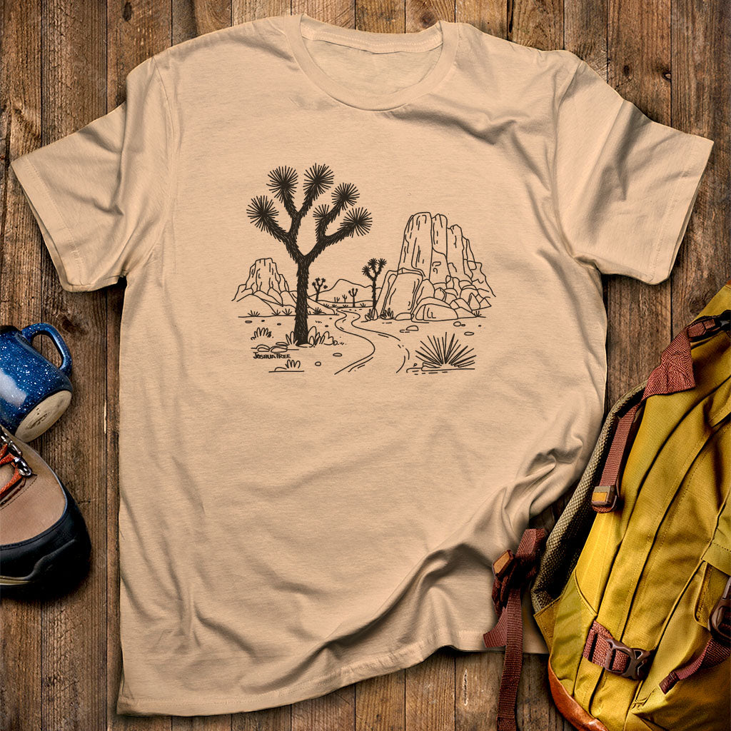 Joshua Tree Line Drawing T-Shirt Sand Adventure and Outdoors Themed T-Shirt