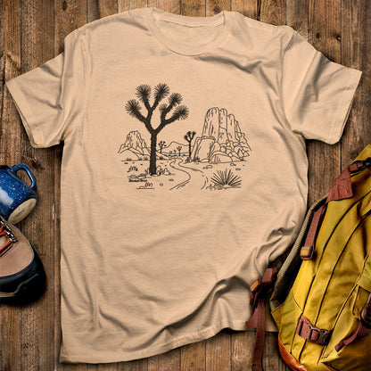 Joshua Tree Line Drawing T-Shirt Sand Adventure and Outdoors Themed T-Shirt