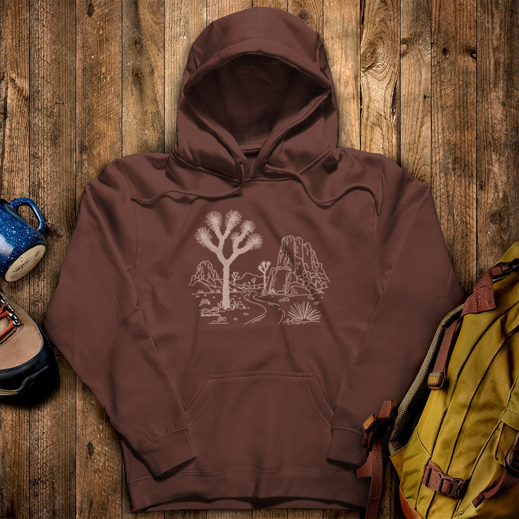 Joshua Tree Line Drawing Hoodie Adventure and Outdoors Themed Hoodie