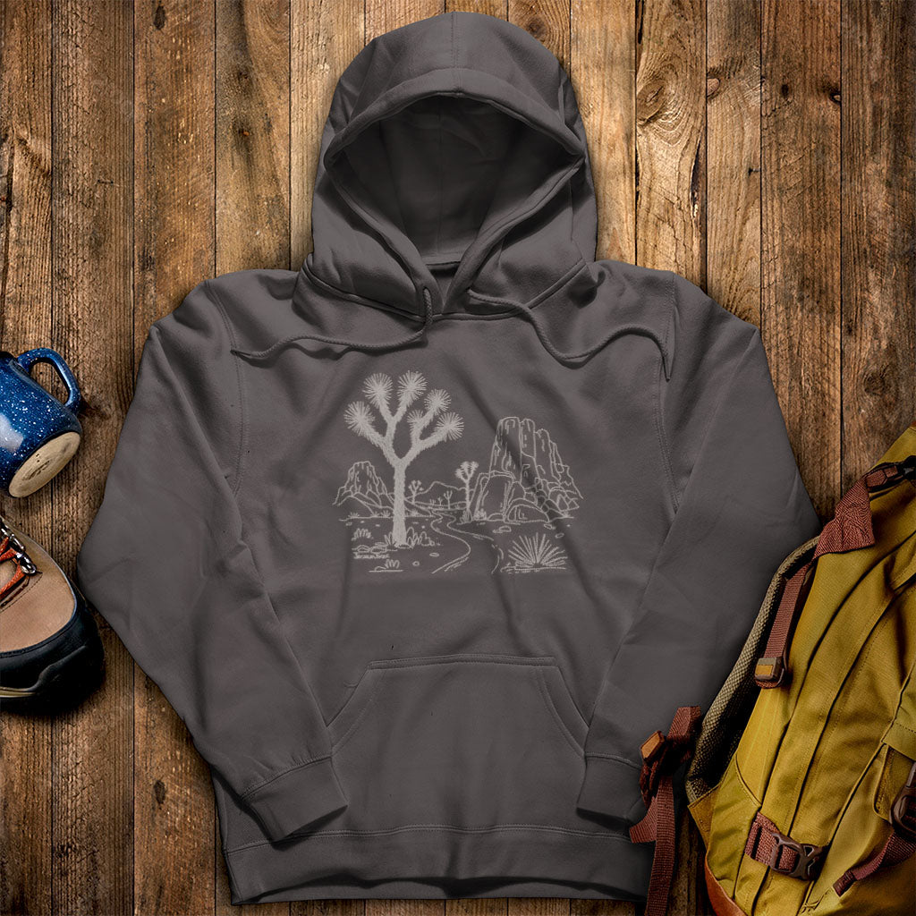 Joshua Tree Line Drawing Hoodie Adventure and Outdoors Themed Hoodie
