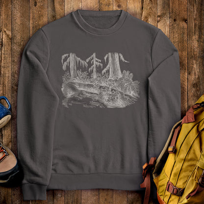 Olympic Line Drawing Crewneck Sweatshirt Charcoal Adventure and Outdoors Themed Sweatshirt