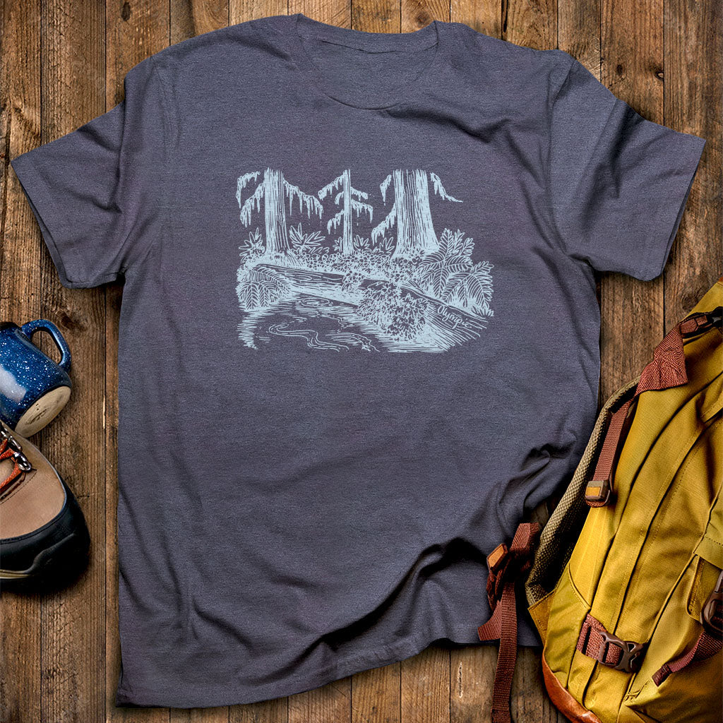 Olympic Line Drawing T-Shirt Heather Navy Adventure and Outdoors Themed T-Shirt