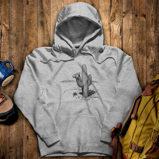 Saguaro Line Drawing Hoodie Sport Grey Adventure and Outdoors Themed Hoodie