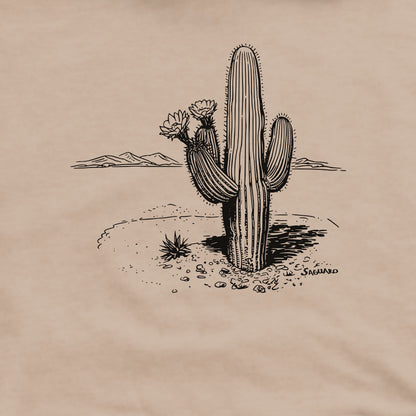 Saguaro Line Drawing Crewneck Sweatshirt Adventure and Outdoors Themed Sweatshirt
