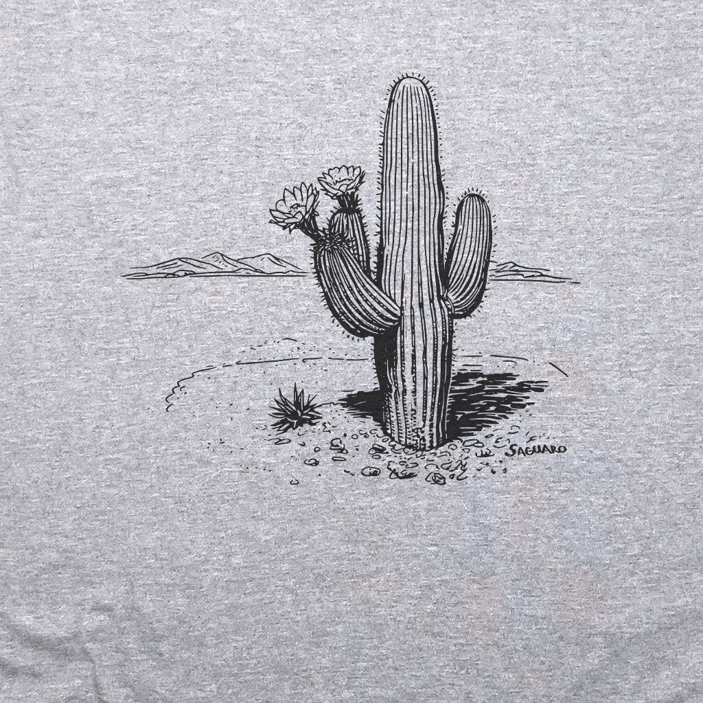 Saguaro Line Drawing T-Shirt Adventure and Outdoors Themed T-Shirt