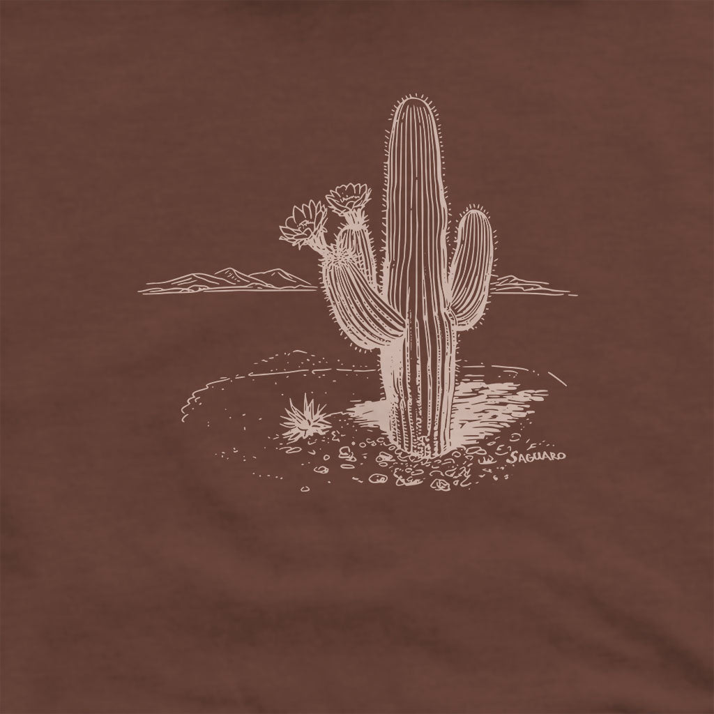 Saguaro Line Drawing Hoodie Adventure and Outdoors Themed Hoodie