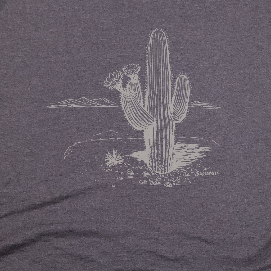 Saguaro Line Drawing T-Shirt Adventure and Outdoors Themed T-Shirt