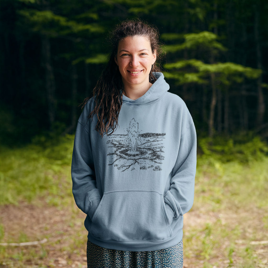Yellowstone Line Drawing Hoodie Adventure and Outdoors Themed Hoodie