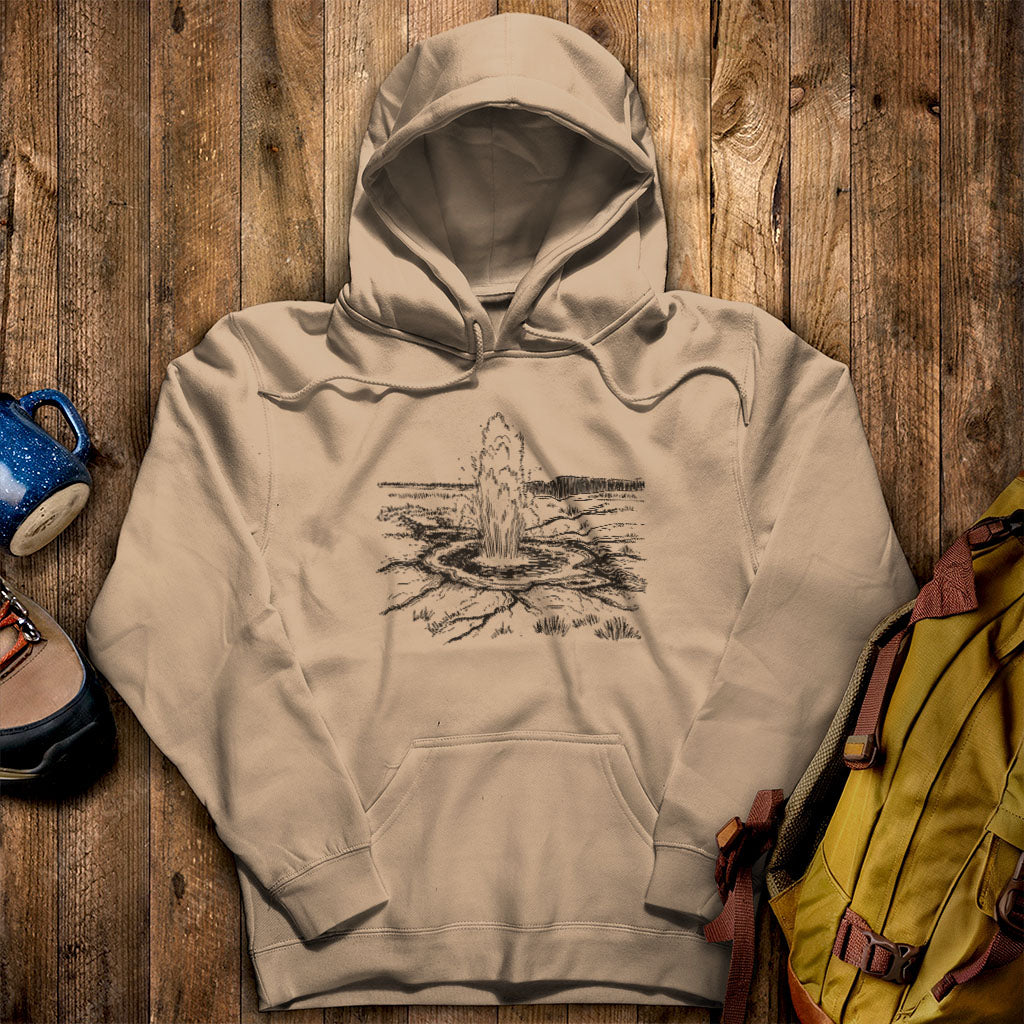 Yellowstone Line Drawing Hoodie Sand Adventure and Outdoors Themed Hoodie