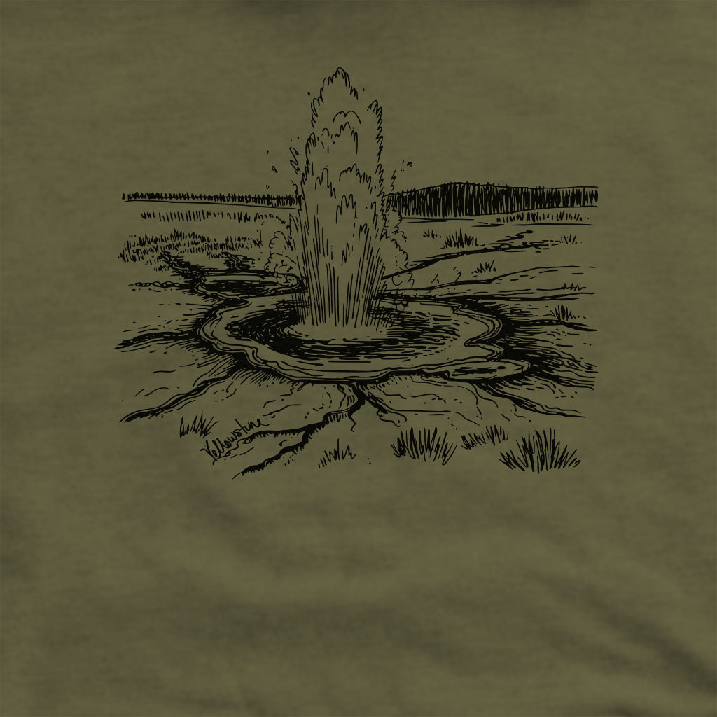 Yellowstone Line Drawing Crewneck Sweatshirt Adventure and Outdoors Themed Sweatshirt