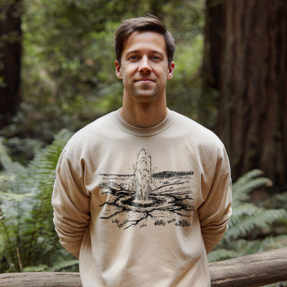 Yellowstone Line Drawing Crewneck Sweatshirt Adventure and Outdoors Themed Sweatshirt