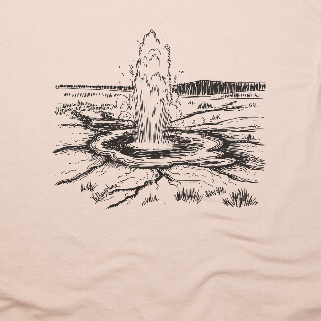 Yellowstone Line Drawing T-Shirt Adventure and Outdoors Themed T-Shirt