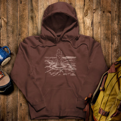 Yellowstone Line Drawing Hoodie Cocoa Adventure and Outdoors Themed Hoodie