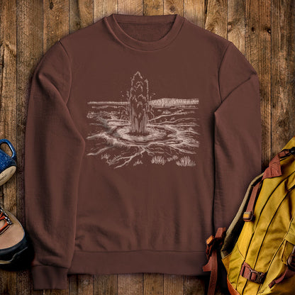 Yellowstone Line Drawing Crewneck Sweatshirt Cocoa Adventure and Outdoors Themed Sweatshirt