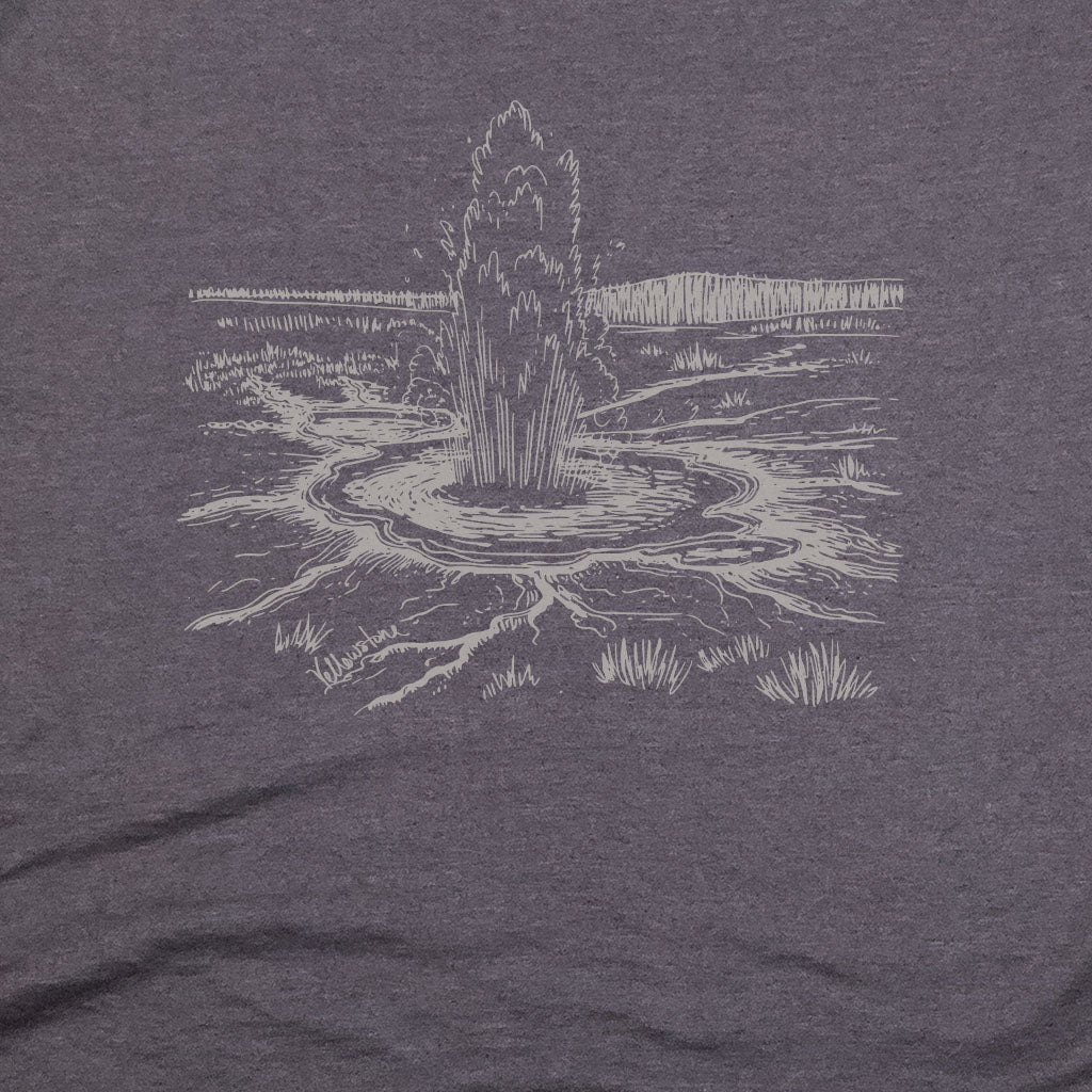 Yellowstone Line Drawing T-Shirt Adventure and Outdoors Themed T-Shirt