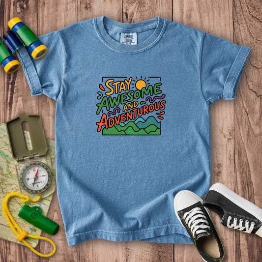 Stay Awesome and Adventurous Kids Cotton T-Shirt