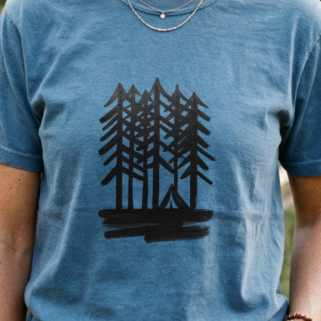 Tall Tree Painting Cotton T-Shirt