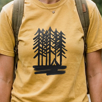 Tall Tree Painting Cotton T-Shirt