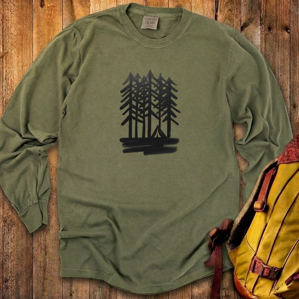 Tall Tree Painting Cotton Long Sleeve