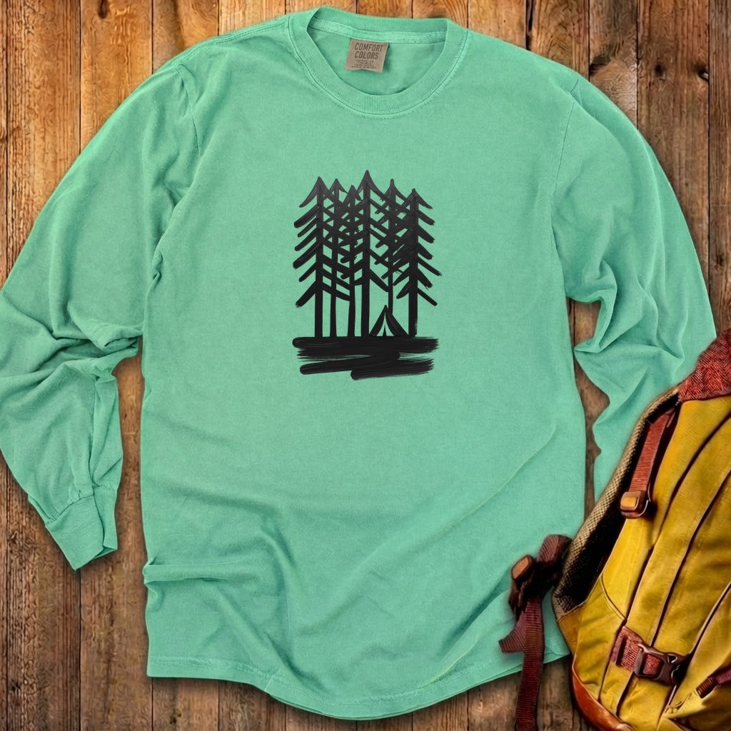 Tall Tree Painting Cotton Long Sleeve