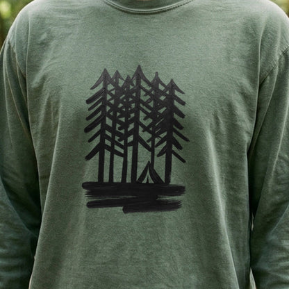 Tall Tree Painting Cotton Long Sleeve