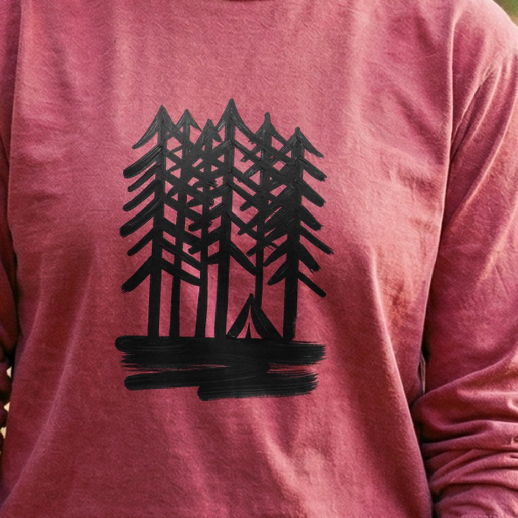 Tall Tree Painting Cotton Long Sleeve