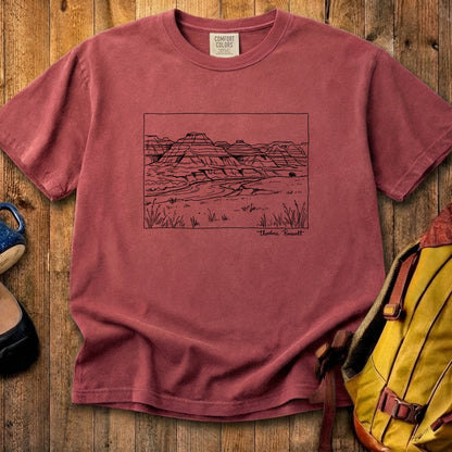 Theodore Roosevelt Line Drawing Cotton T-Shirt