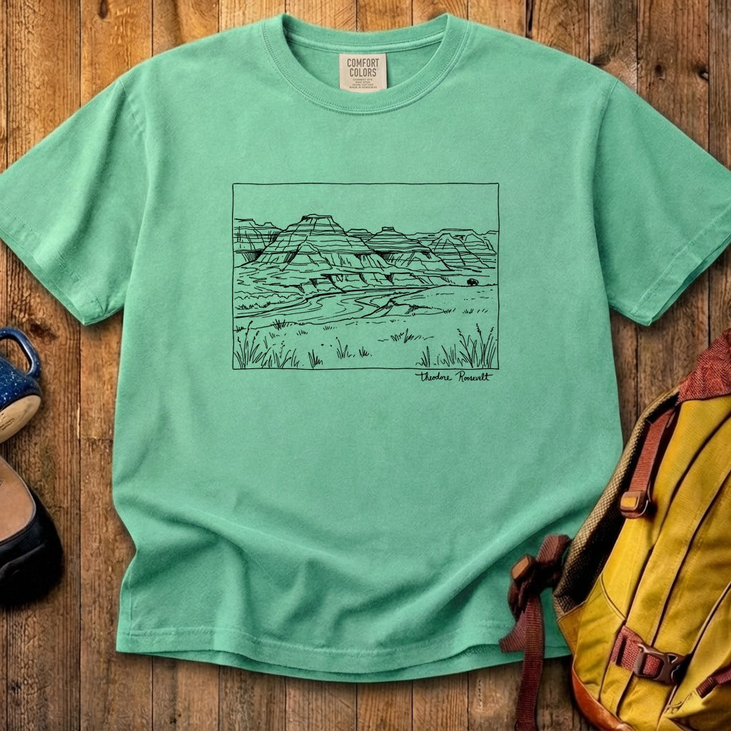 Theodore Roosevelt Line Drawing Cotton T-Shirt