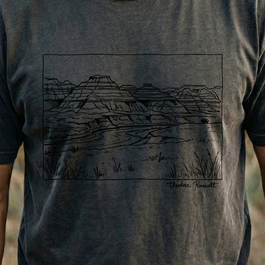 Theodore Roosevelt Line Drawing Cotton T-Shirt