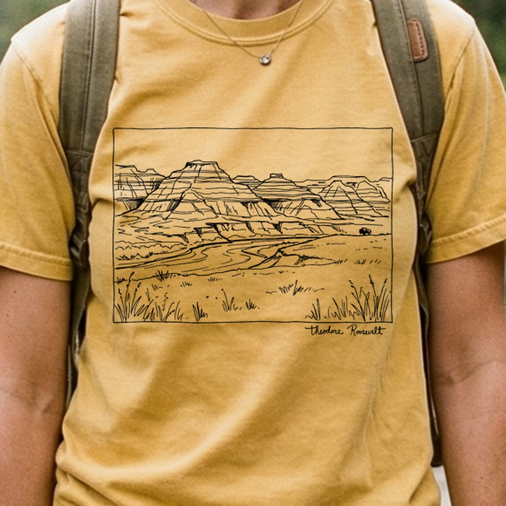 Theodore Roosevelt Line Drawing Cotton T-Shirt