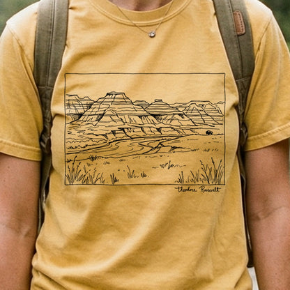 Theodore Roosevelt Line Drawing Cotton T-Shirt