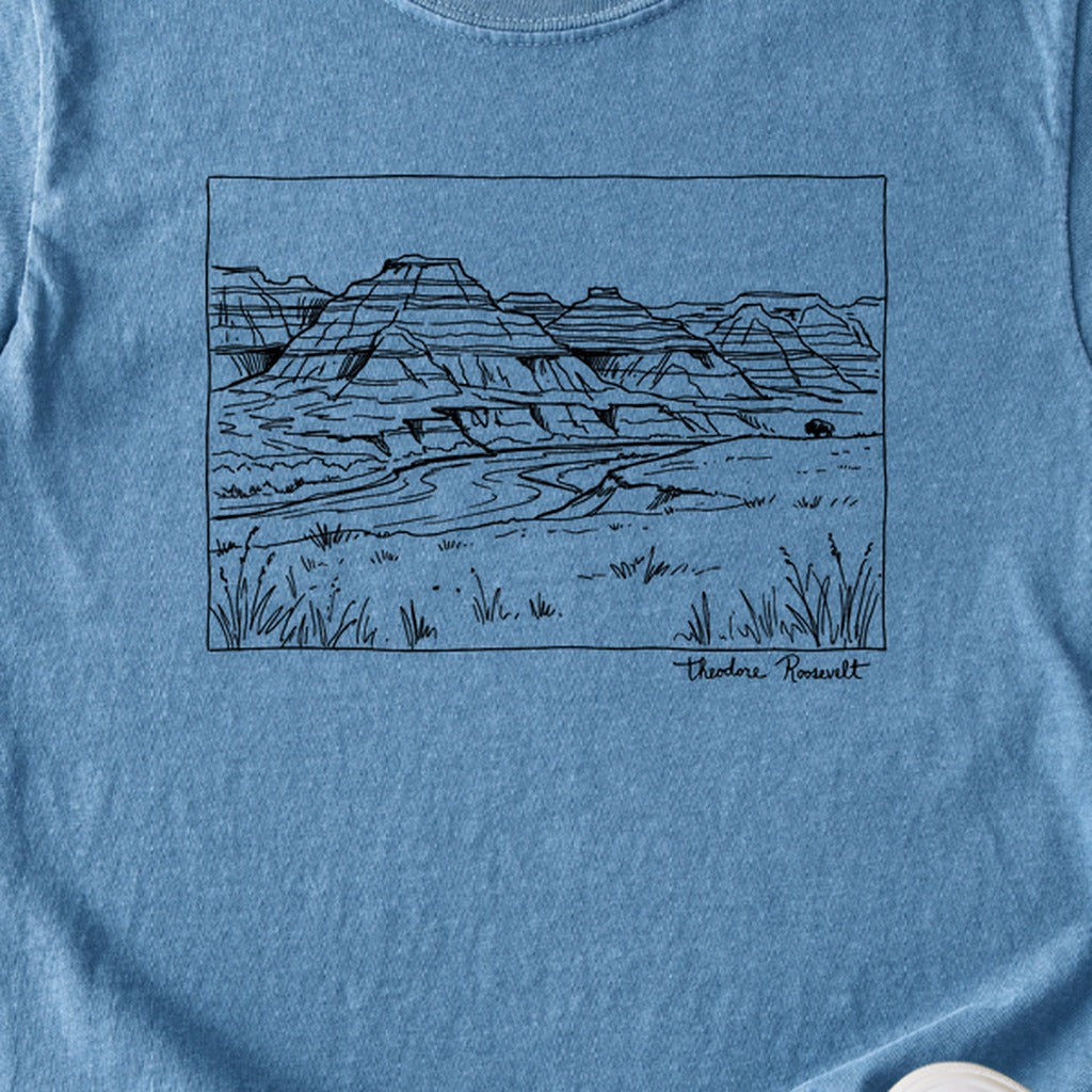 Theodore Roosevelt Line Drawing Kids Cotton T-Shirt