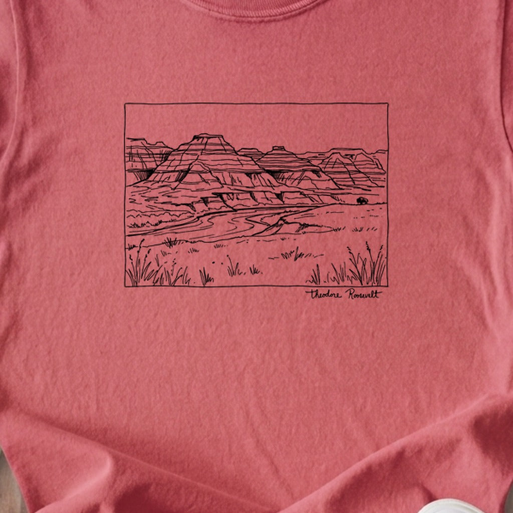 Theodore Roosevelt Line Drawing Kids Cotton T-Shirt