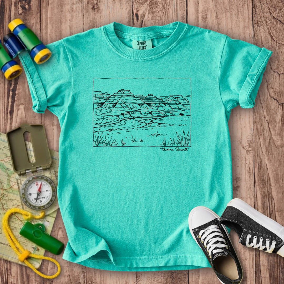 Theodore Roosevelt Line Drawing Kids Cotton T-Shirt