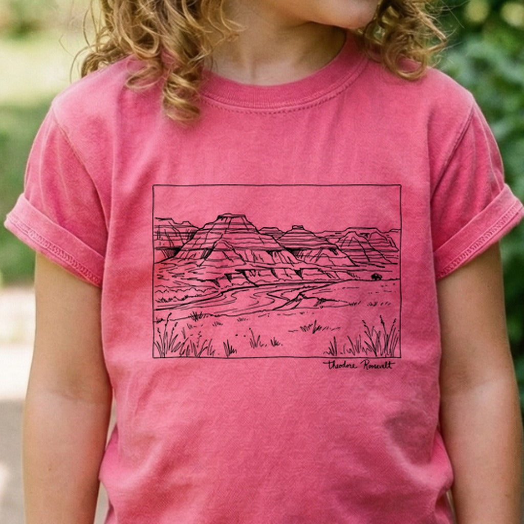 Theodore Roosevelt Line Drawing Kids Cotton T-Shirt