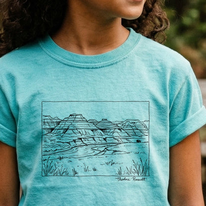 Theodore Roosevelt Line Drawing Kids Cotton T-Shirt