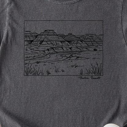 Theodore Roosevelt Line Drawing Kids Cotton T-Shirt