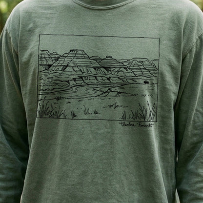 Theodore Roosevelt Line Drawing Cotton Long Sleeve