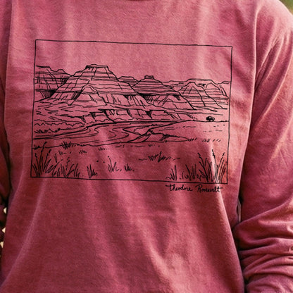 Theodore Roosevelt Line Drawing Cotton Long Sleeve
