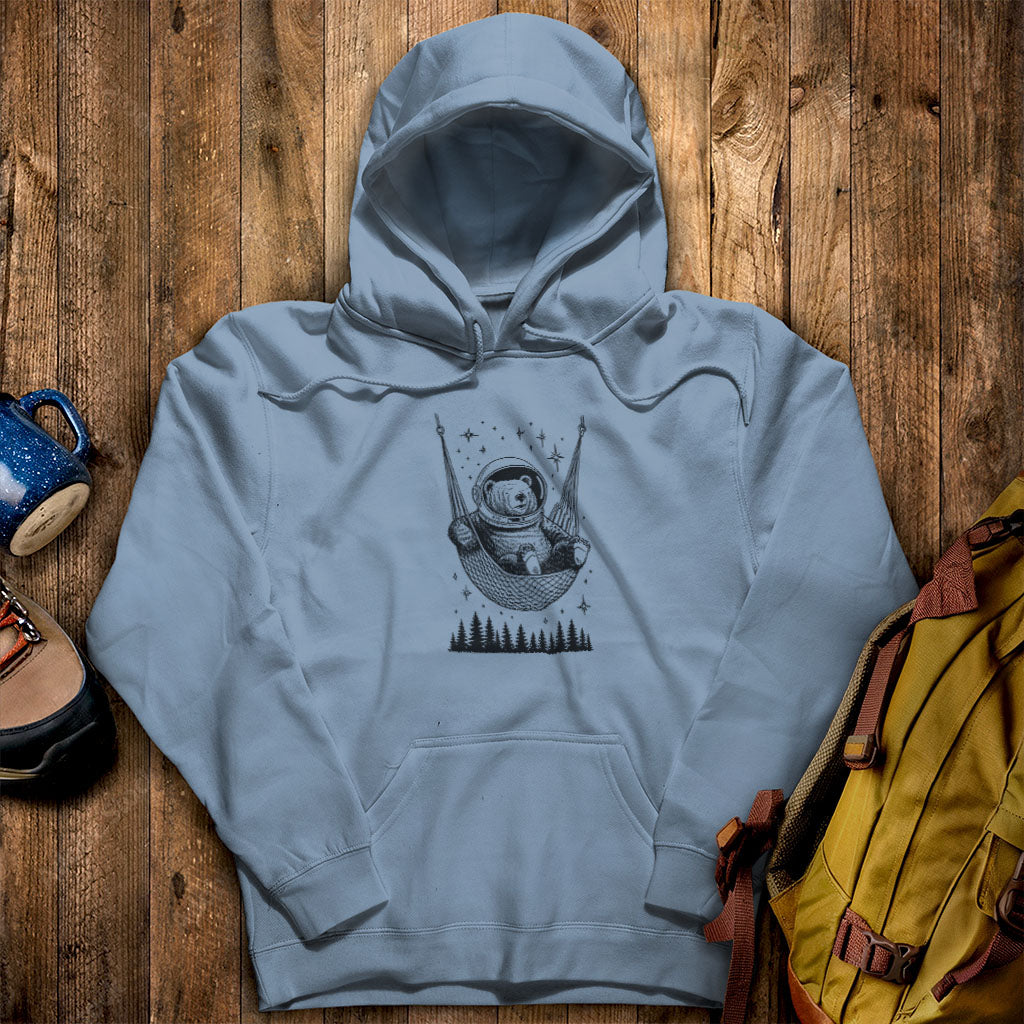 The Napstronaut Bear Hoodie Stone Blue Adventure and Outdoors Themed Hoodie