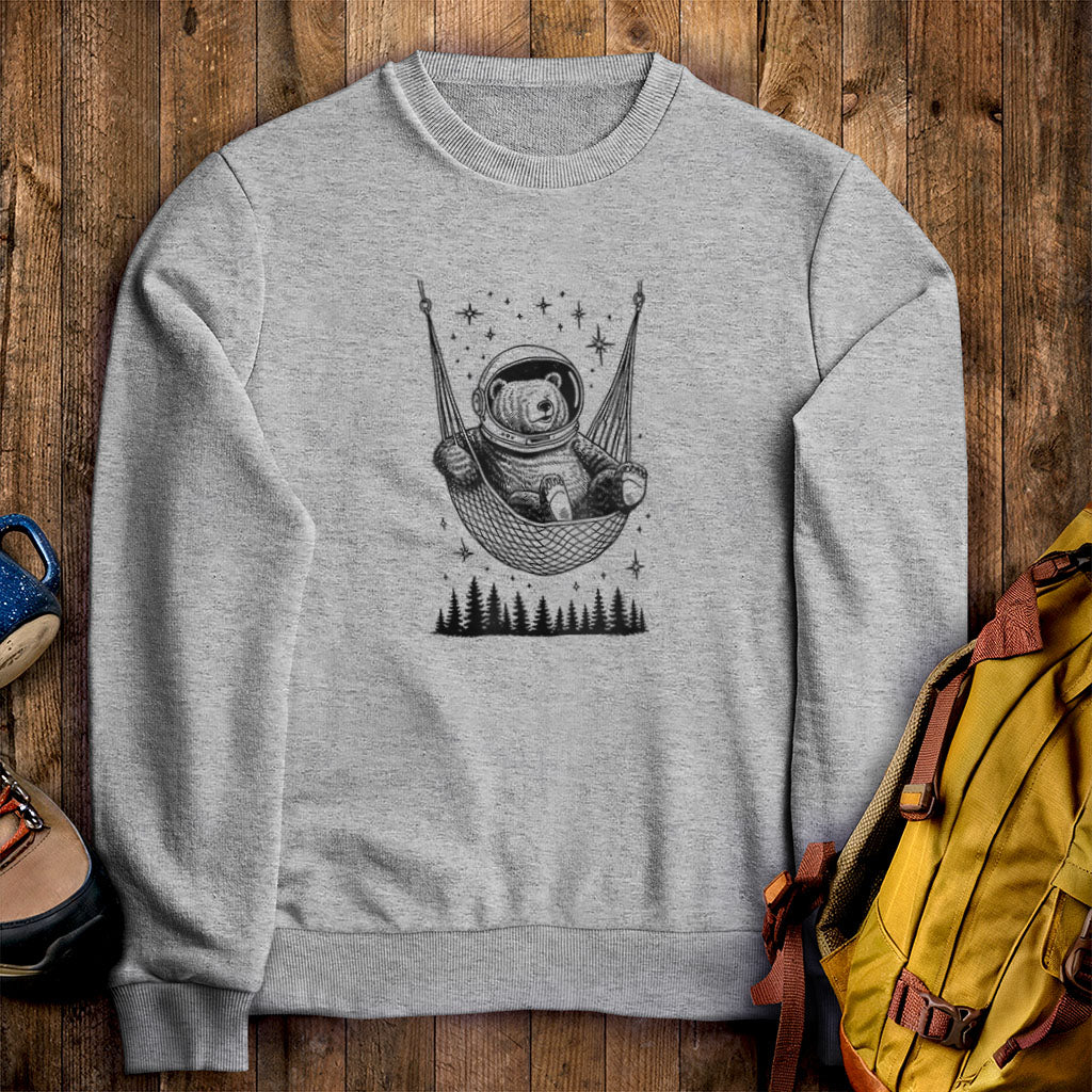 The Napstronaut Bear Crewneck Sweatshirt Sport Grey Adventure and Outdoors Themed Sweatshirt